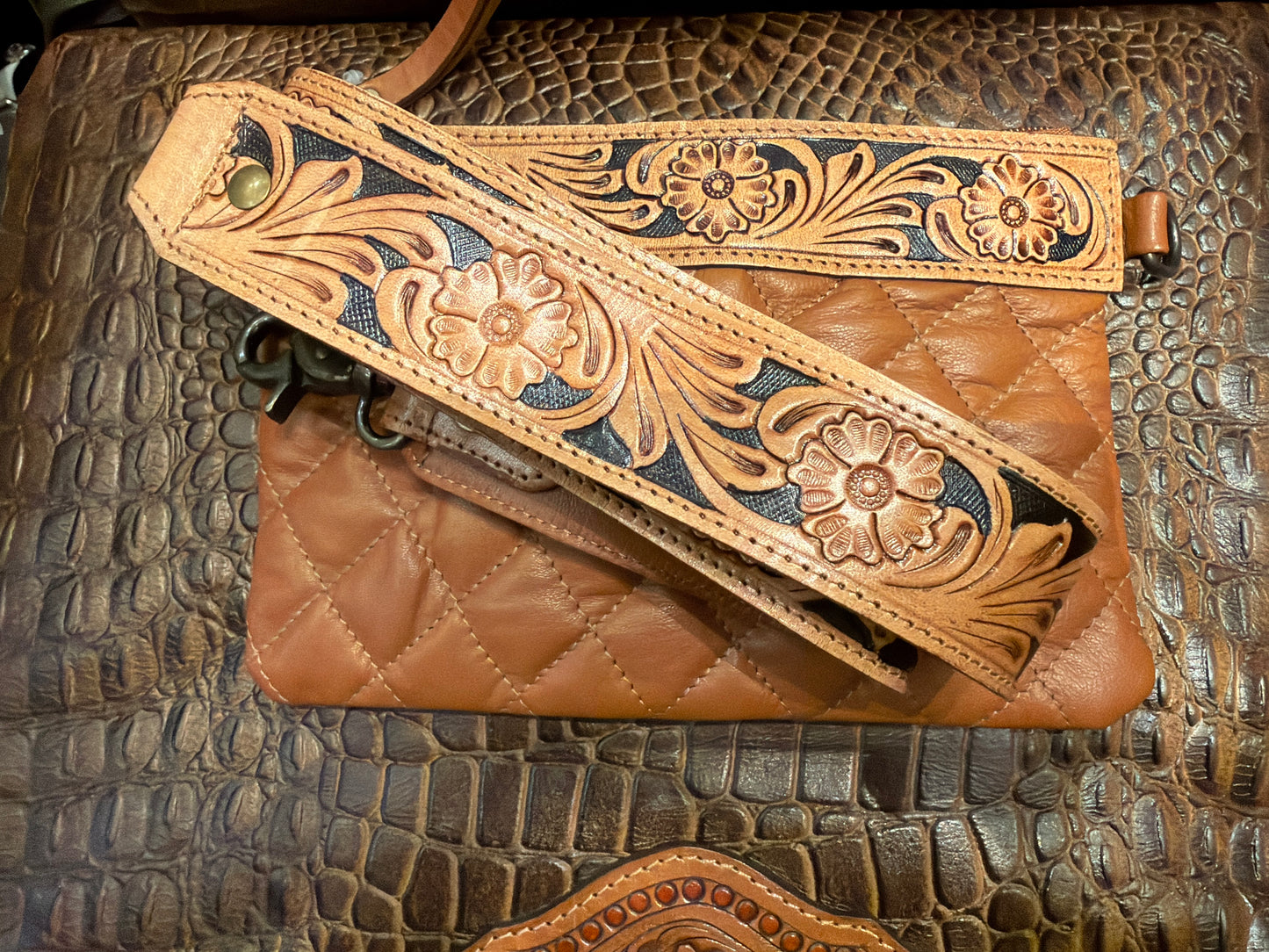 Quilted Tooled Leather Crossbody