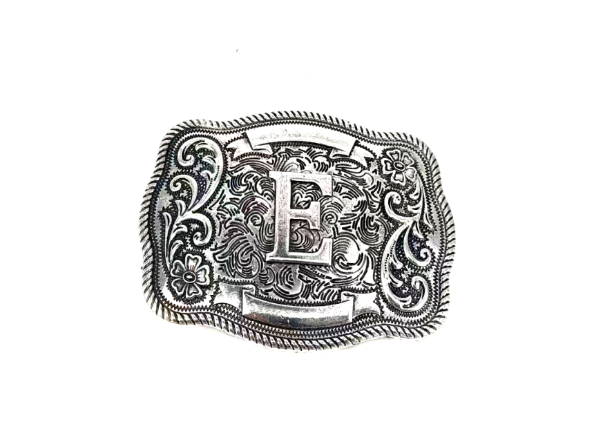 Western Filigree Initial Belt Buckle: C