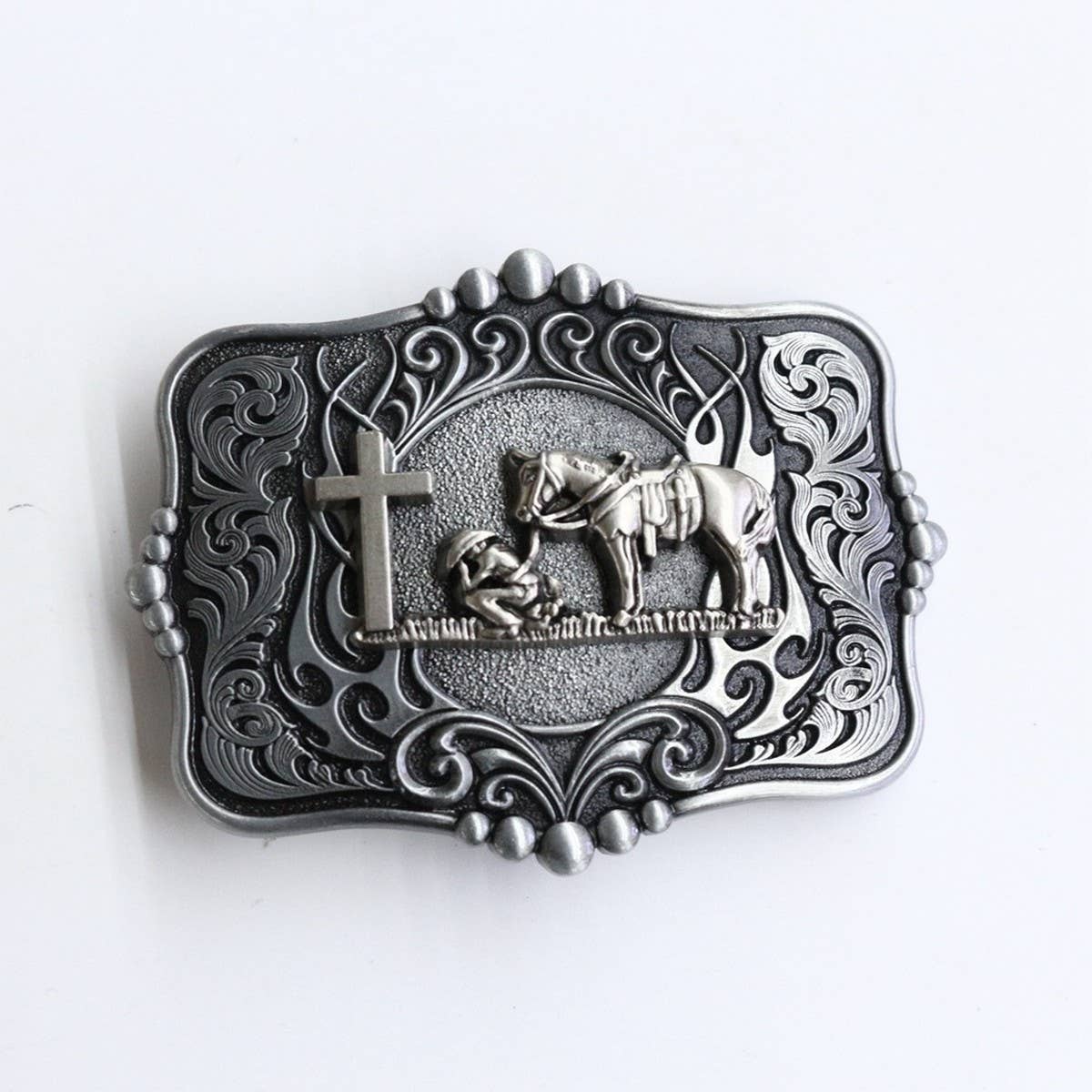 WESTERN BELT BUCKLE WITH ANIMAL PRINT_CWABE0430: TYPE2 / (OS) 2