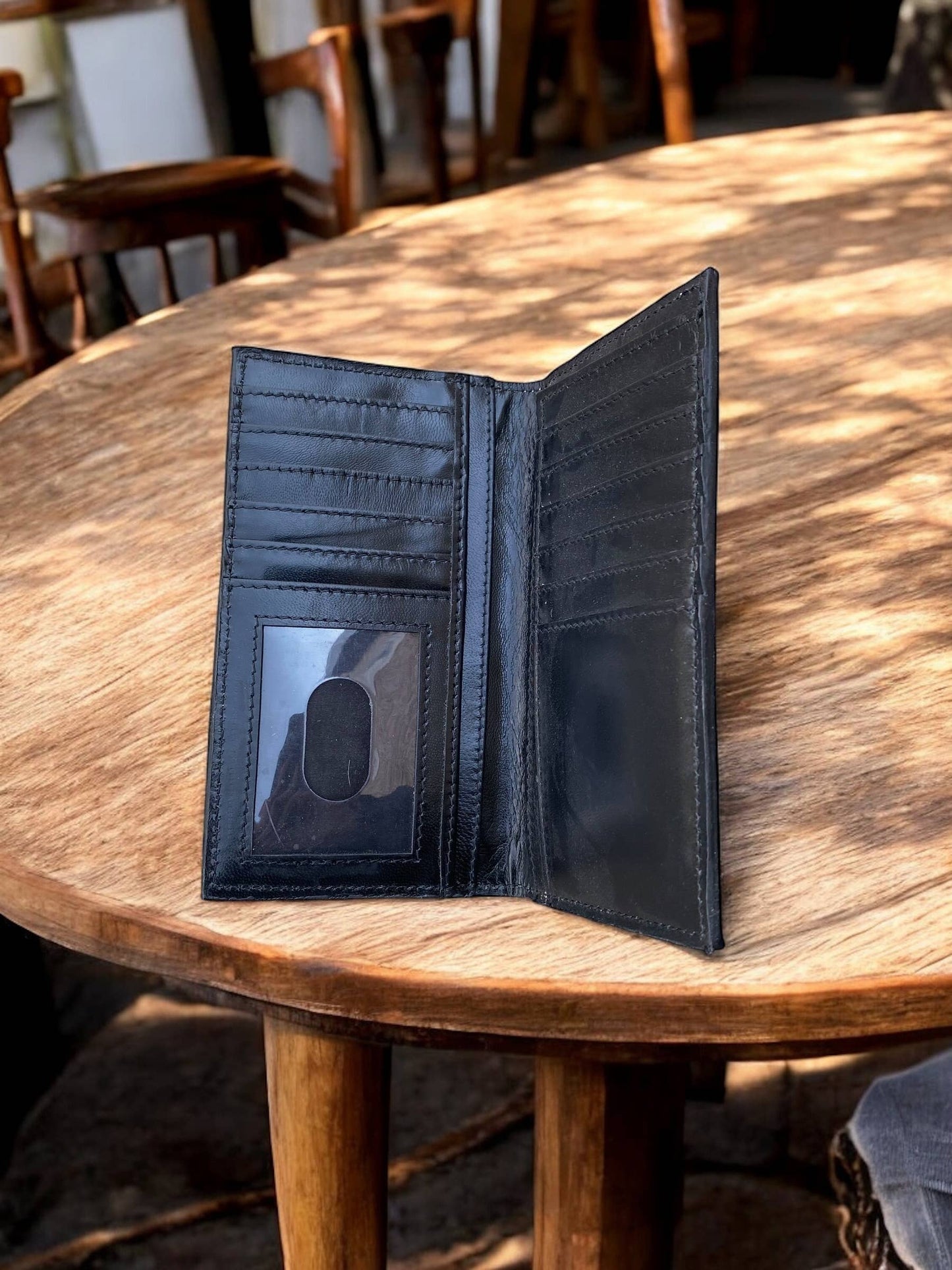 Tan Tooled Leather Men's Checkbook Wallet