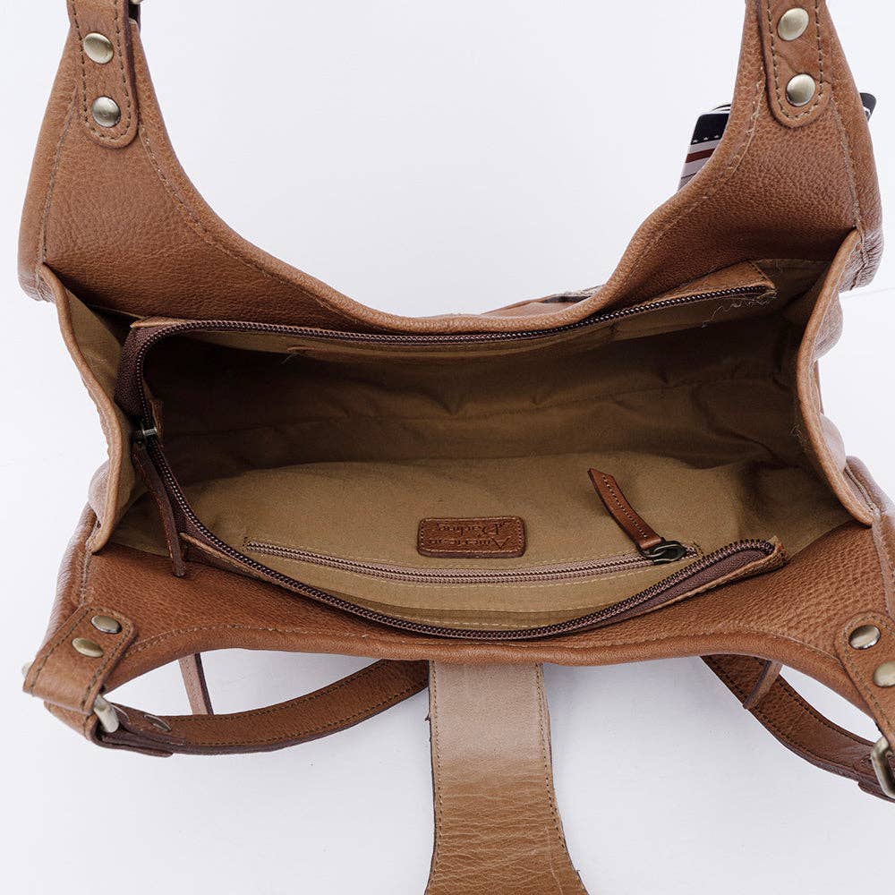 American Darling Hobo Hand Tooled Genuine Western Leather Women Bag: Brown
