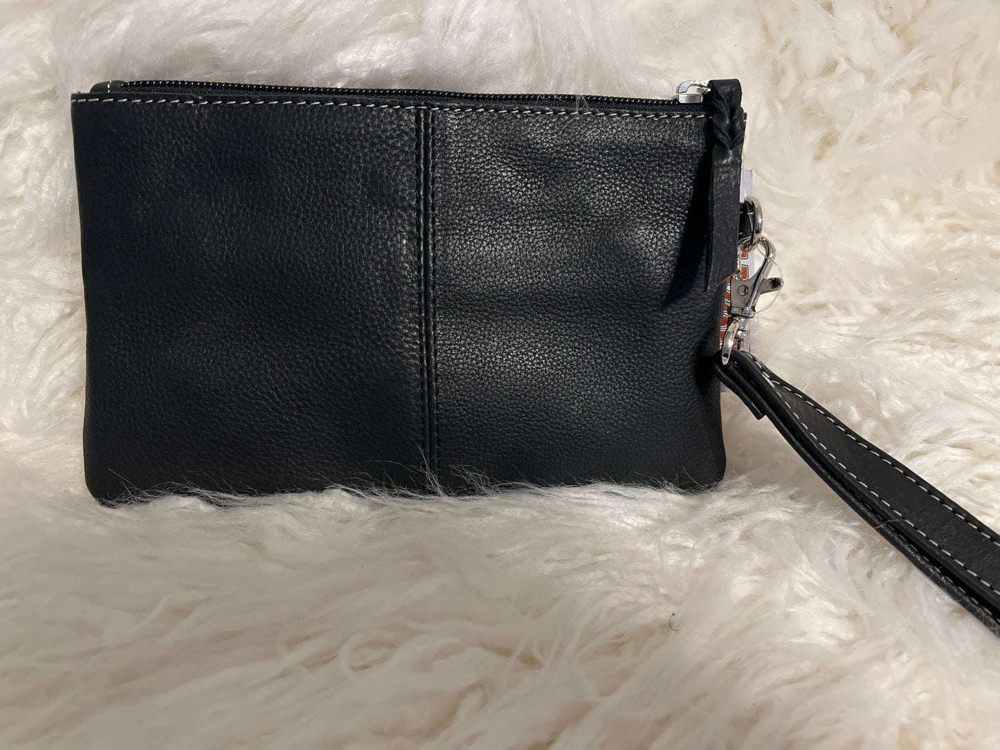 Tooled Leather with Cowhide Wristlet-Black