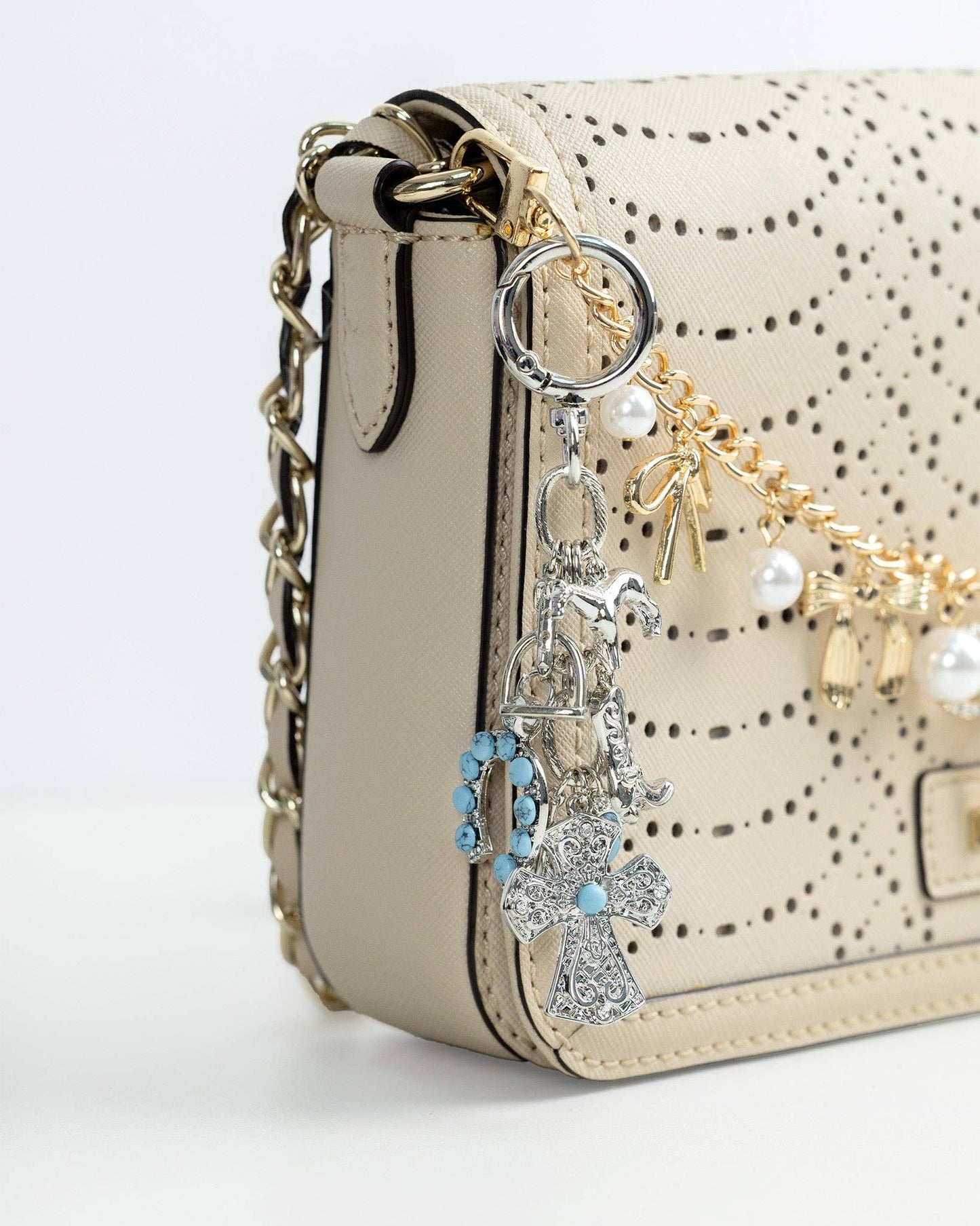 Western Boho Horseshoe Cross Bag Charm