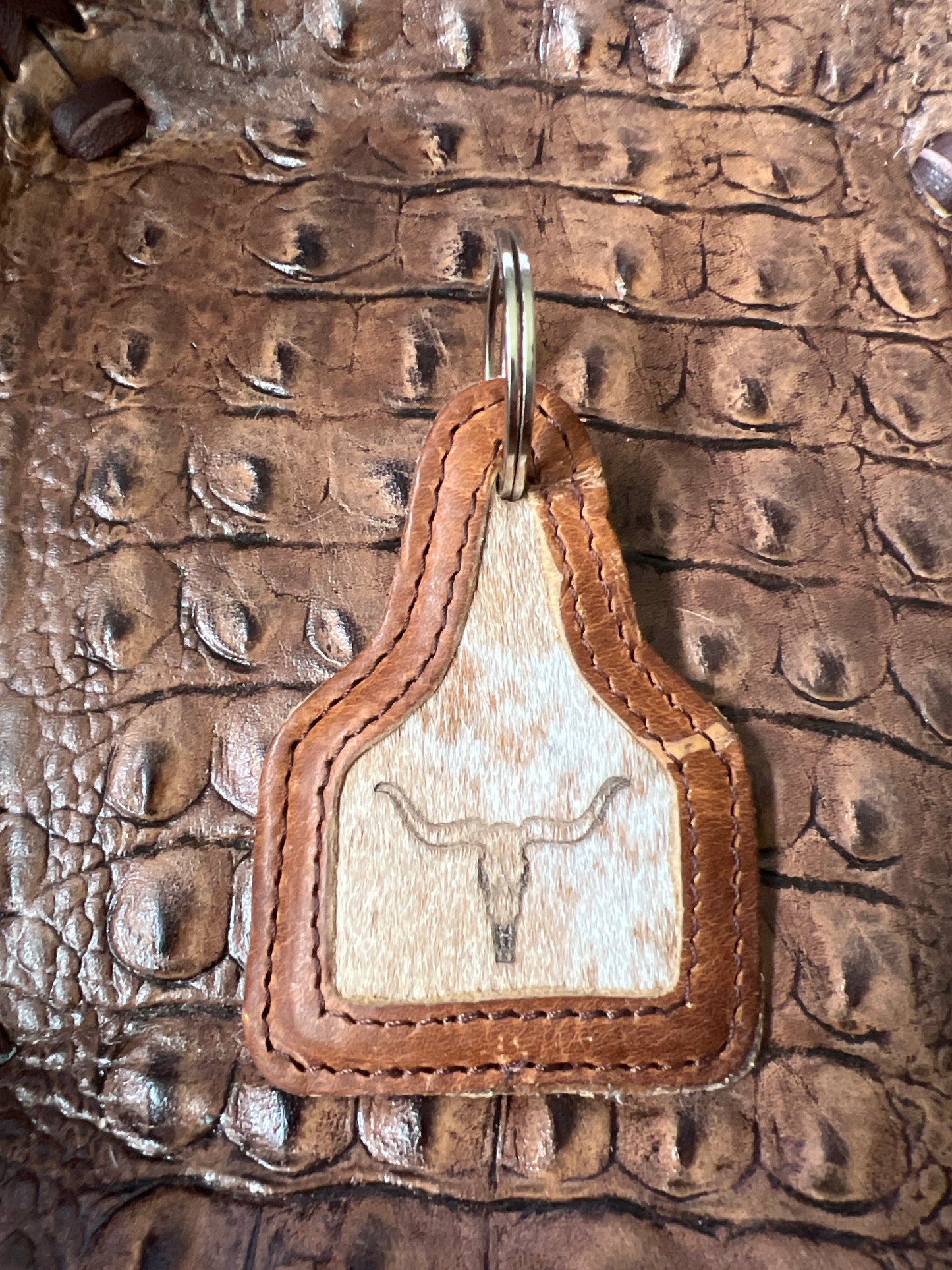 Cattle Tag Leather Key Ring