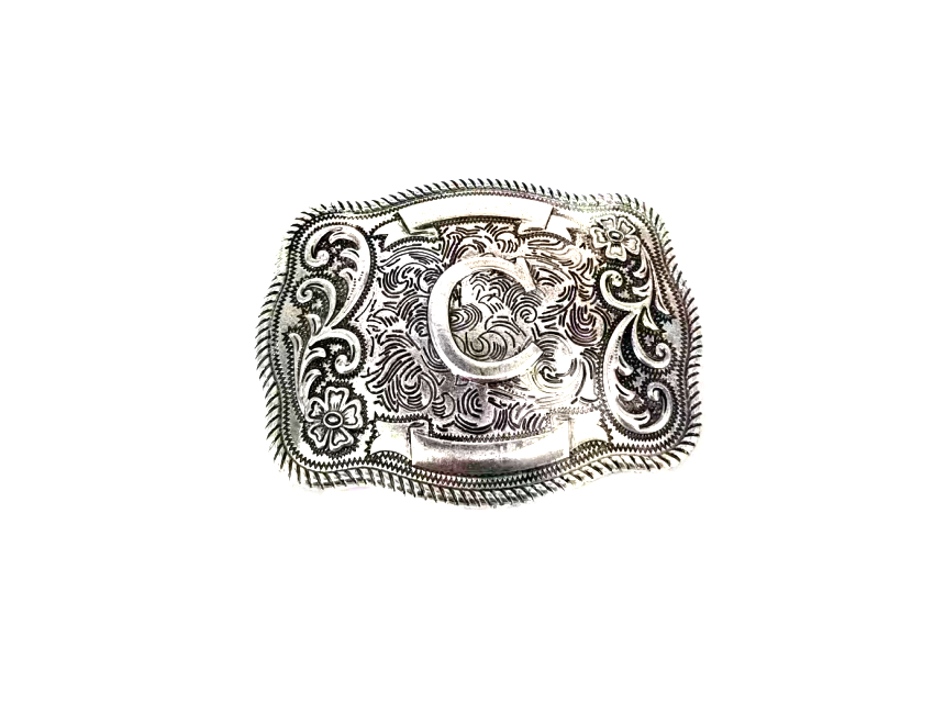 Western Filigree Initial Belt Buckle: C