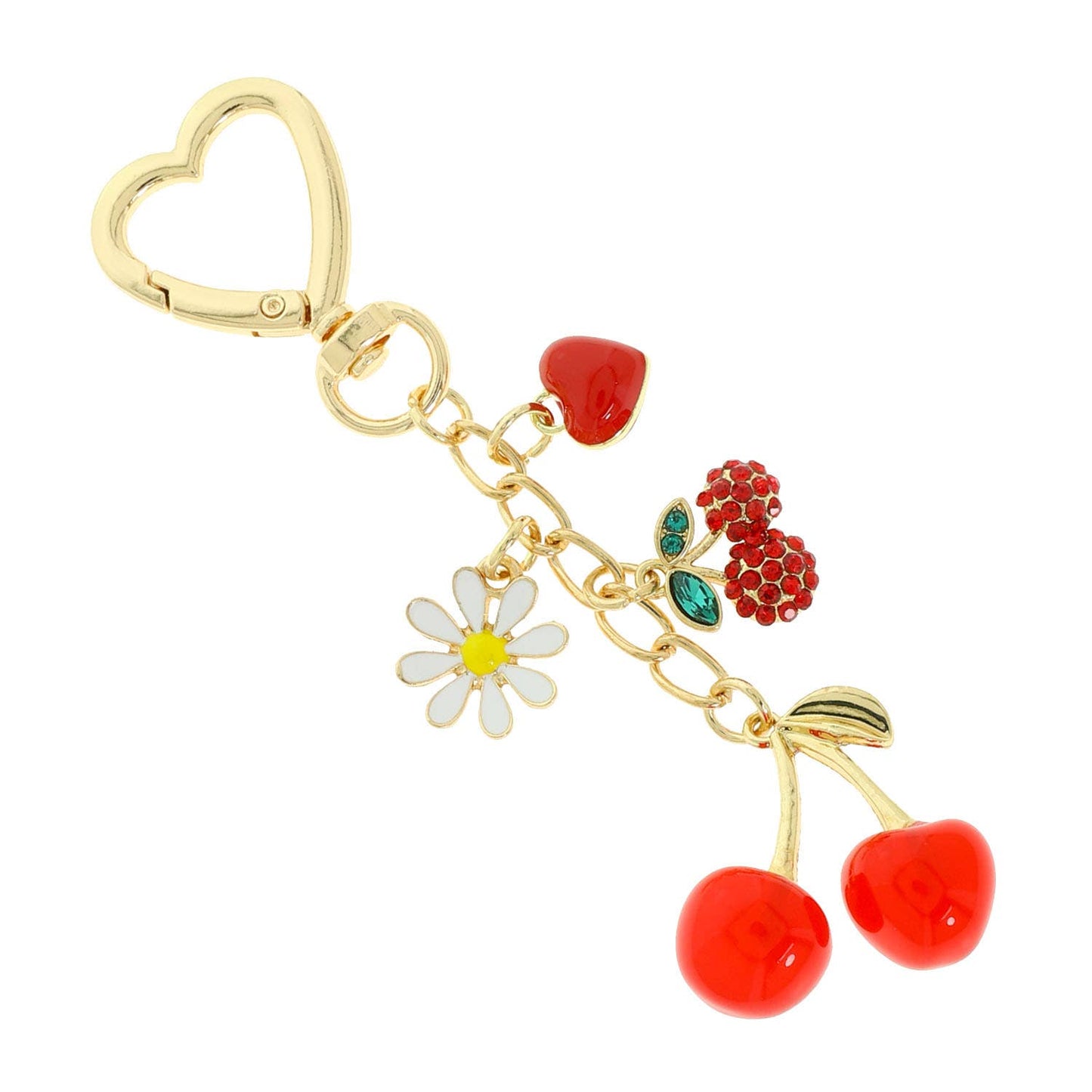 Spring Love Theme Enamel Bag Charm Chain with Snap Hook