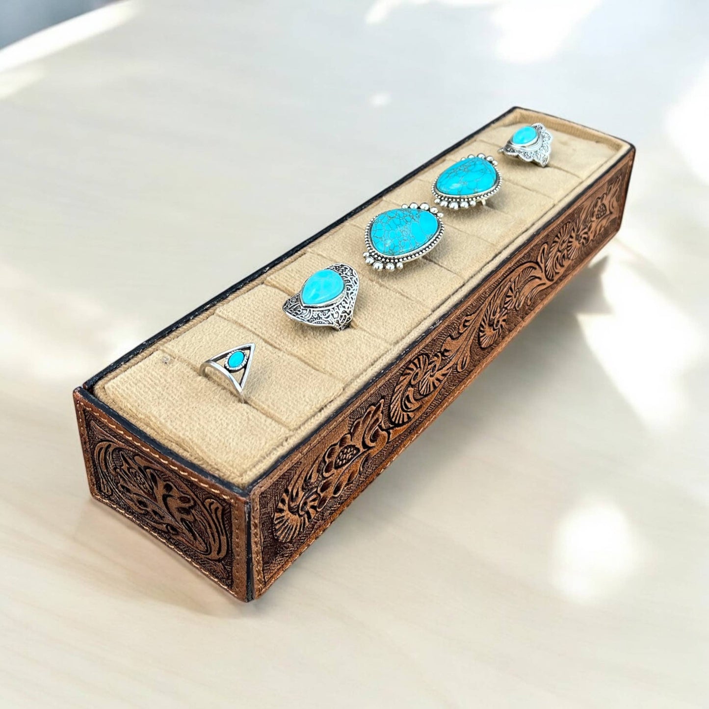 Hand Tooled ring display