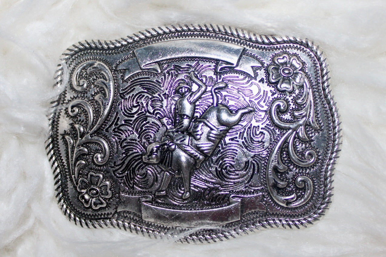Belt Buckle - Silver Bull Rider