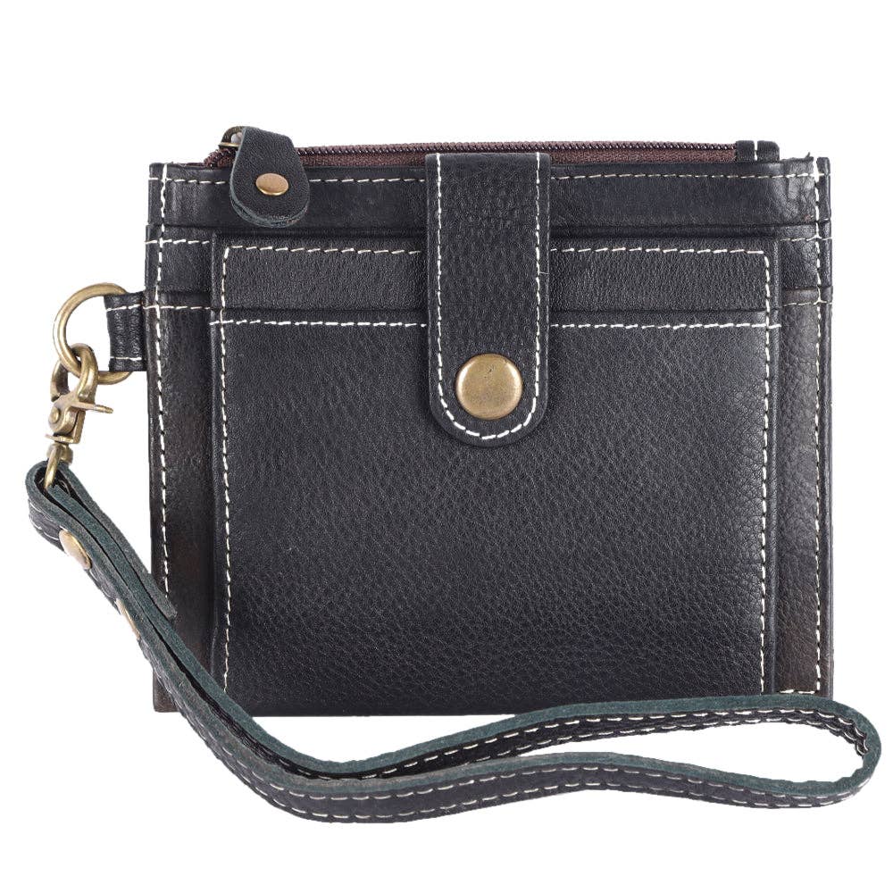 Card Holder Wallet Genuine Leather Black