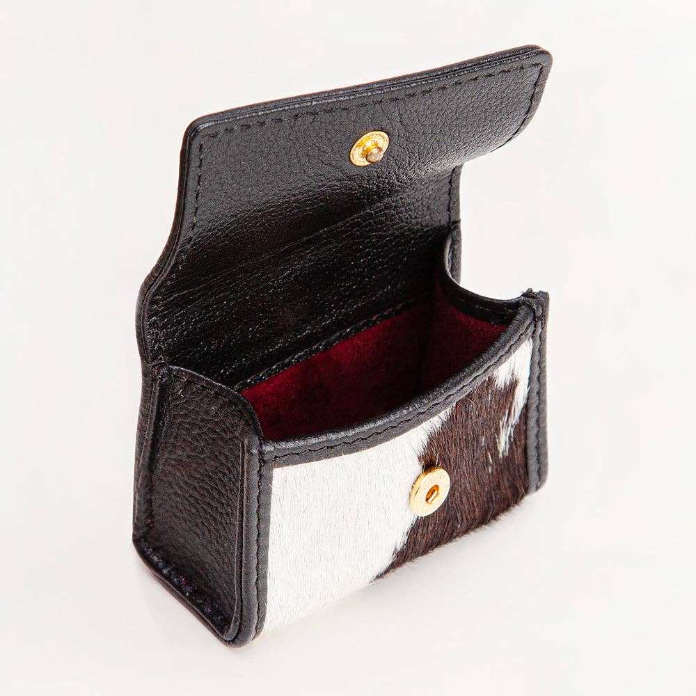 Loyal West Gloriana Clip On Bag Charm Black And White: Black And White Cowhide / Single