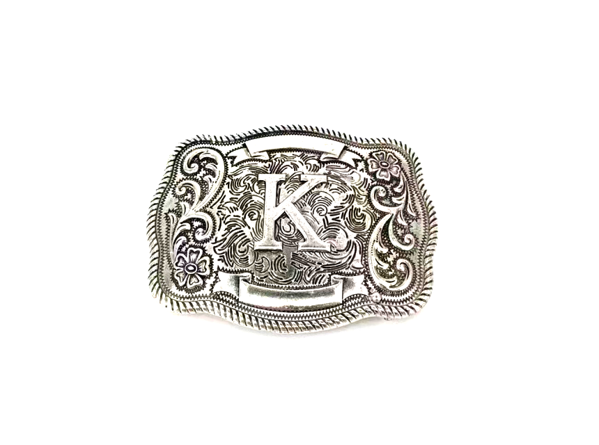 Western Filigree Initial Belt Buckle: C