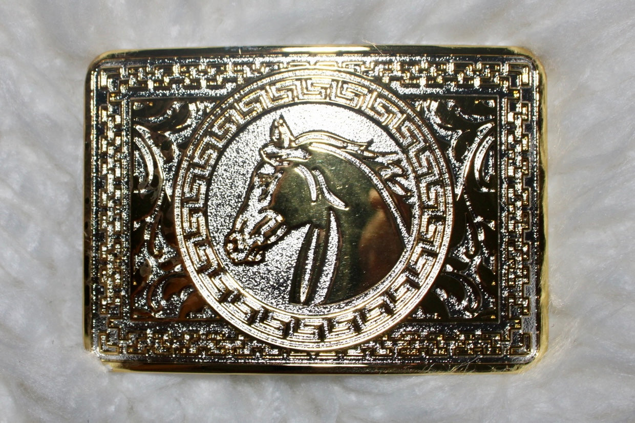 Belt Buckle - Gold Horse