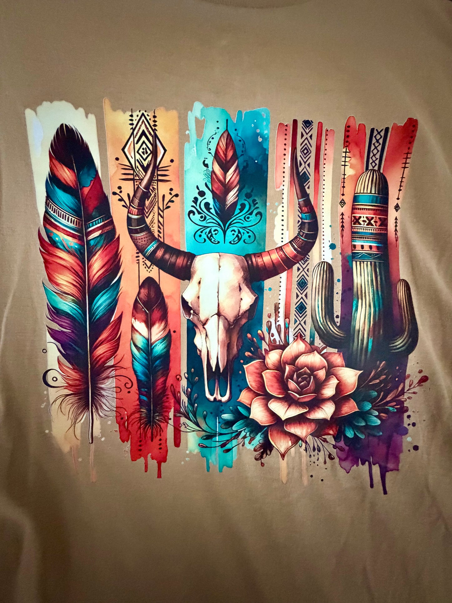 Feather, Skull and Cactus Tee