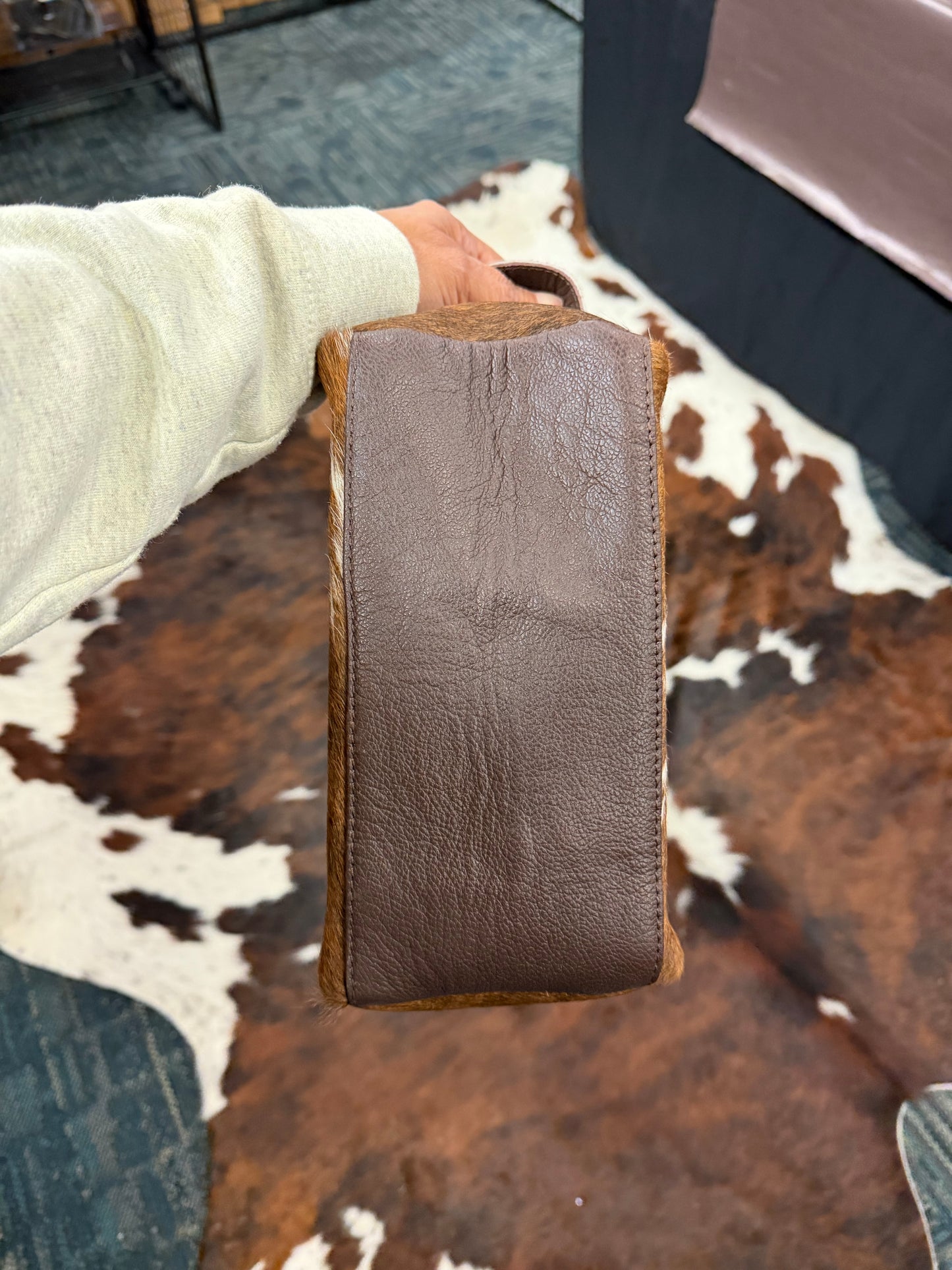 Dark Brown Cowhide Toiletry Bag 2