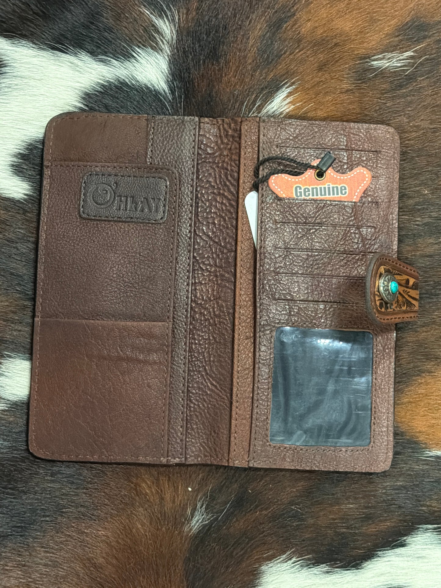 Ohlay Western Tooled Wallet with Concho: KBG241 A