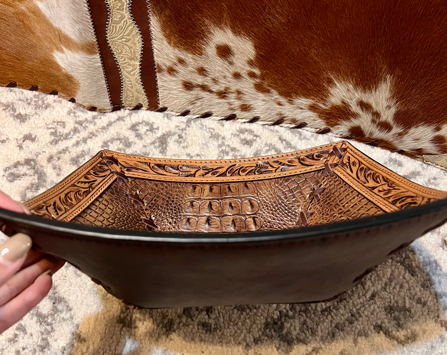 Medium Genuine Leather Bowl