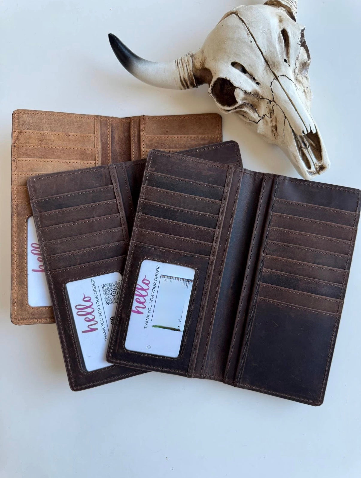 Western Genuine Tooled Leather Bi-Fold Wallet : Brown