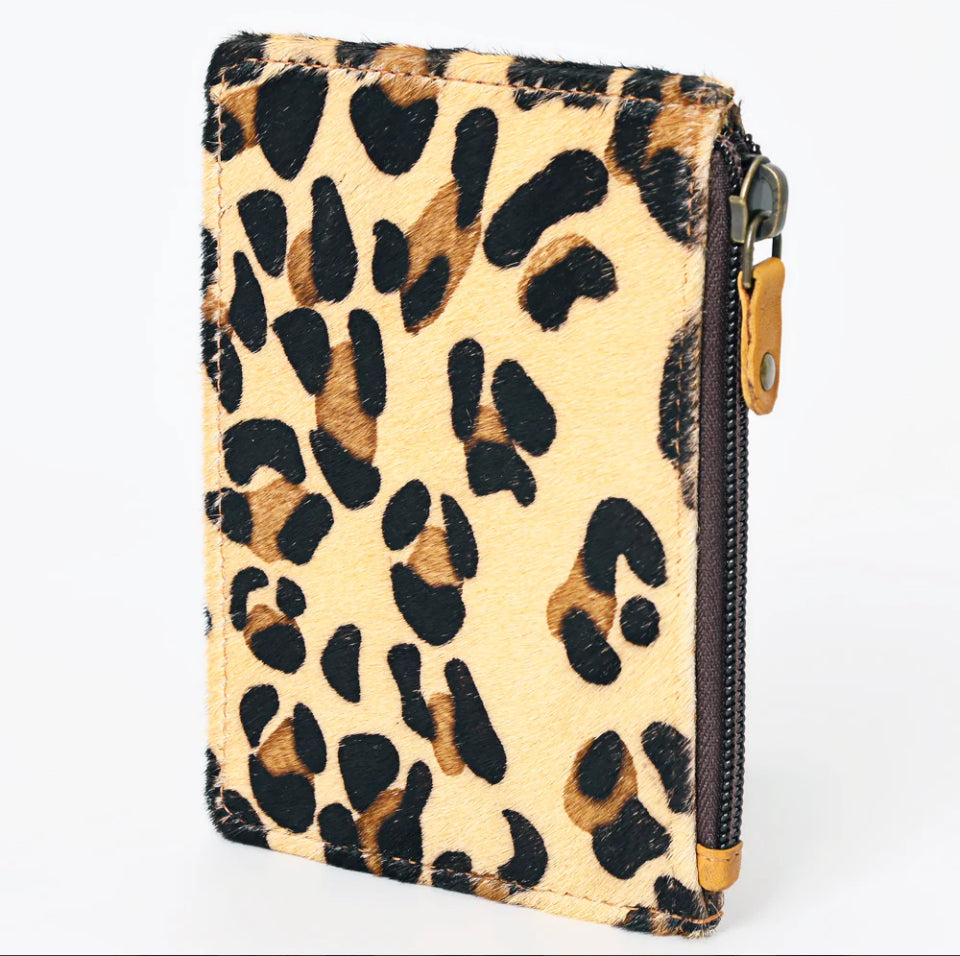 Genuine Leather Leopard Print Card Wallet ADBGM121