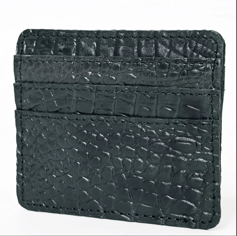 Crocodile Embossed Genuine Leather Print Card Wallet