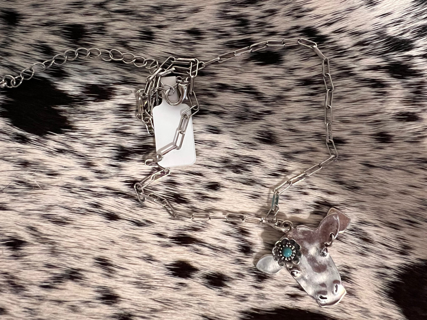 Silver Cow Head Necklace
