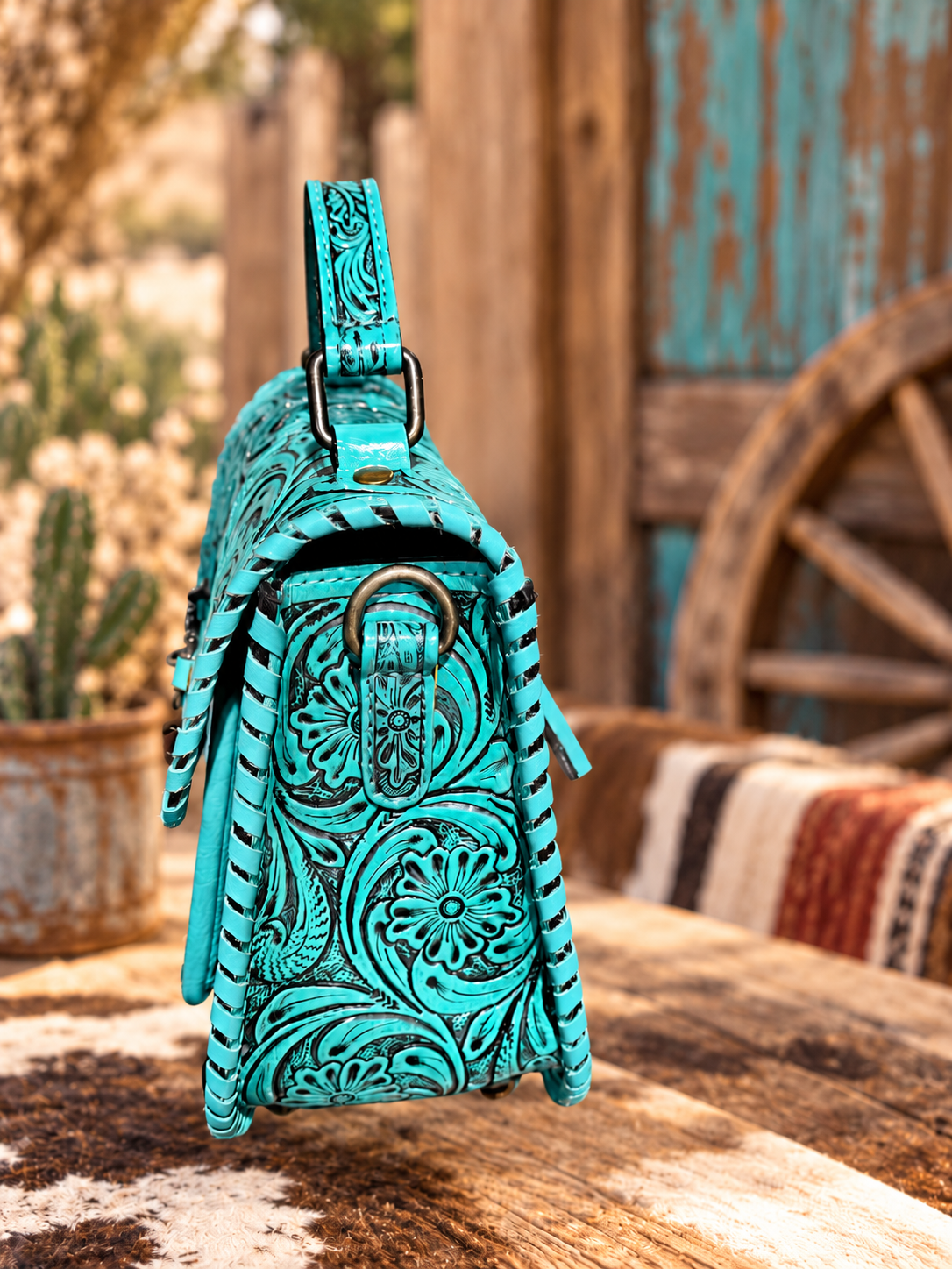 Turquoise Blossom Crossbody