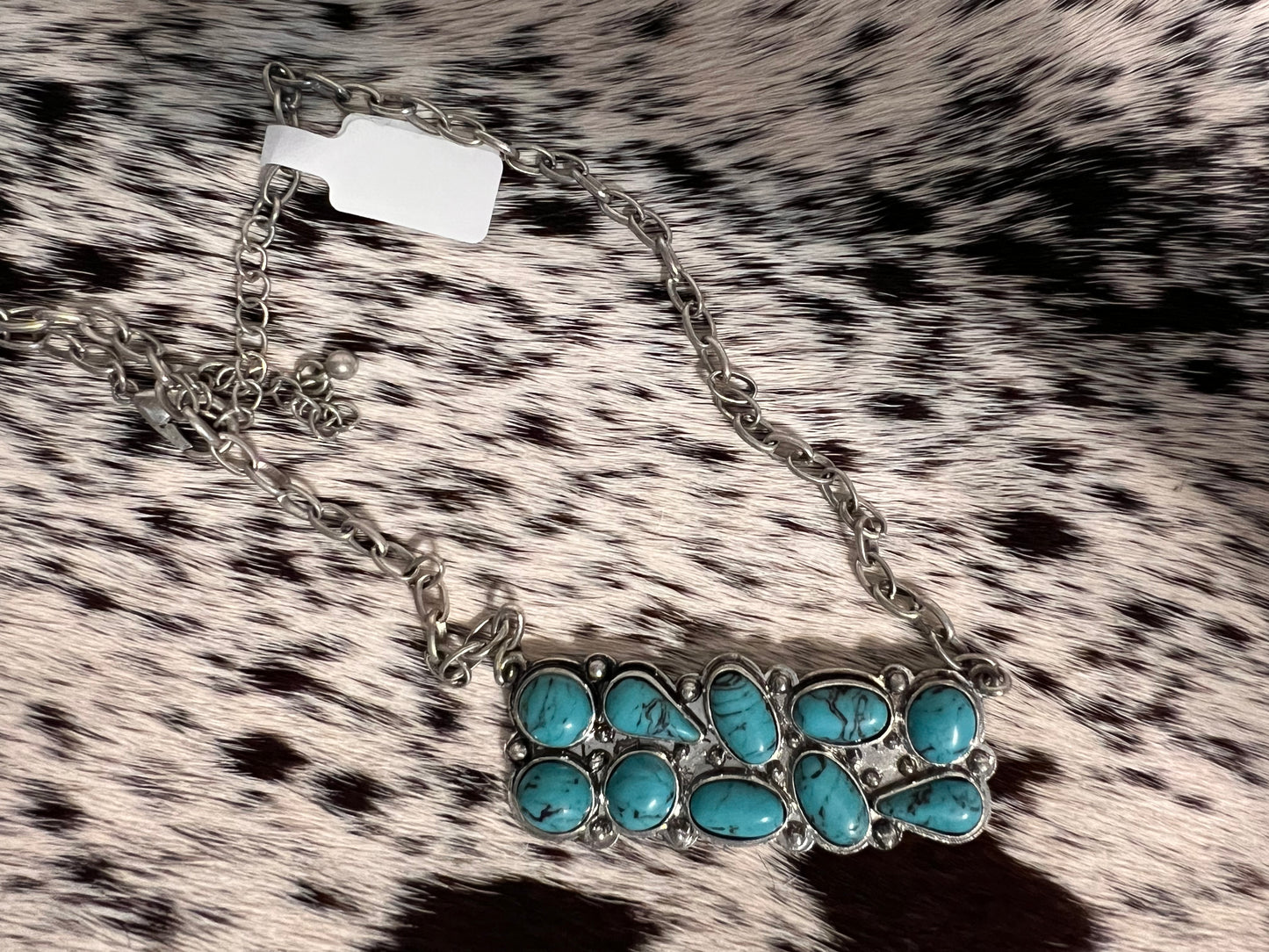 Turquoise Bar Necklace Silver