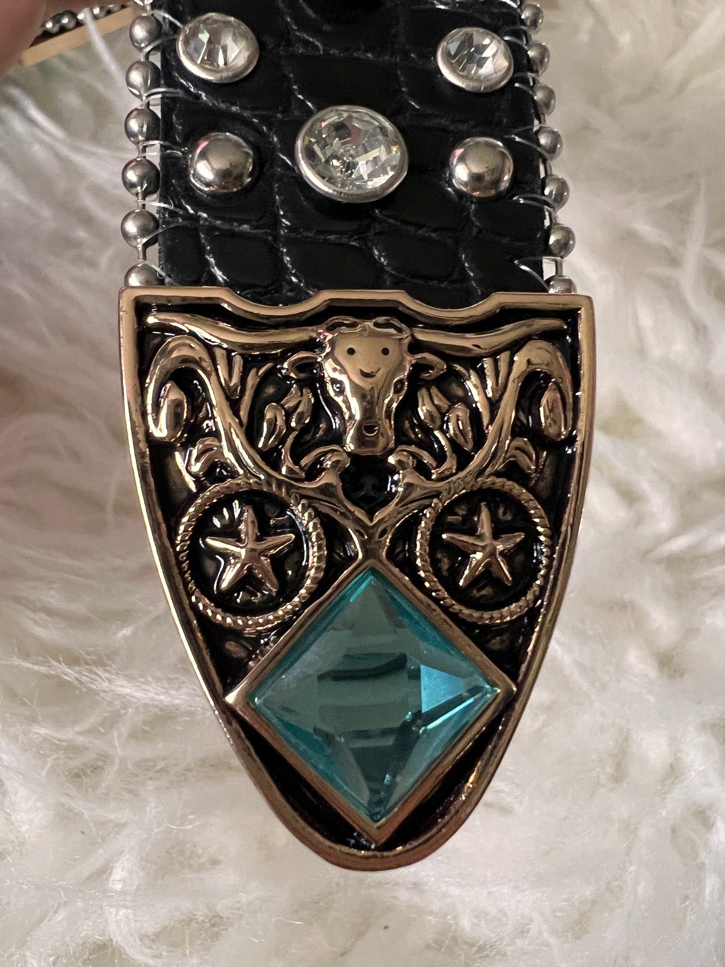 Western Leather Bling Belt