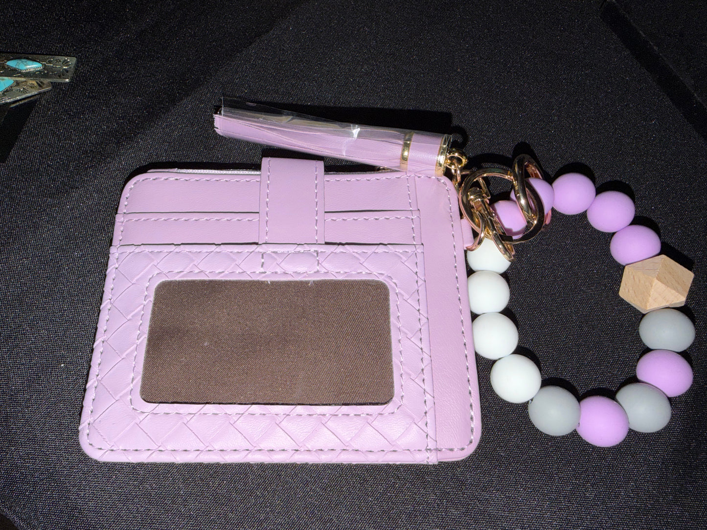 Light Purple Card Holder Bracelet Wallet with Key Chain
