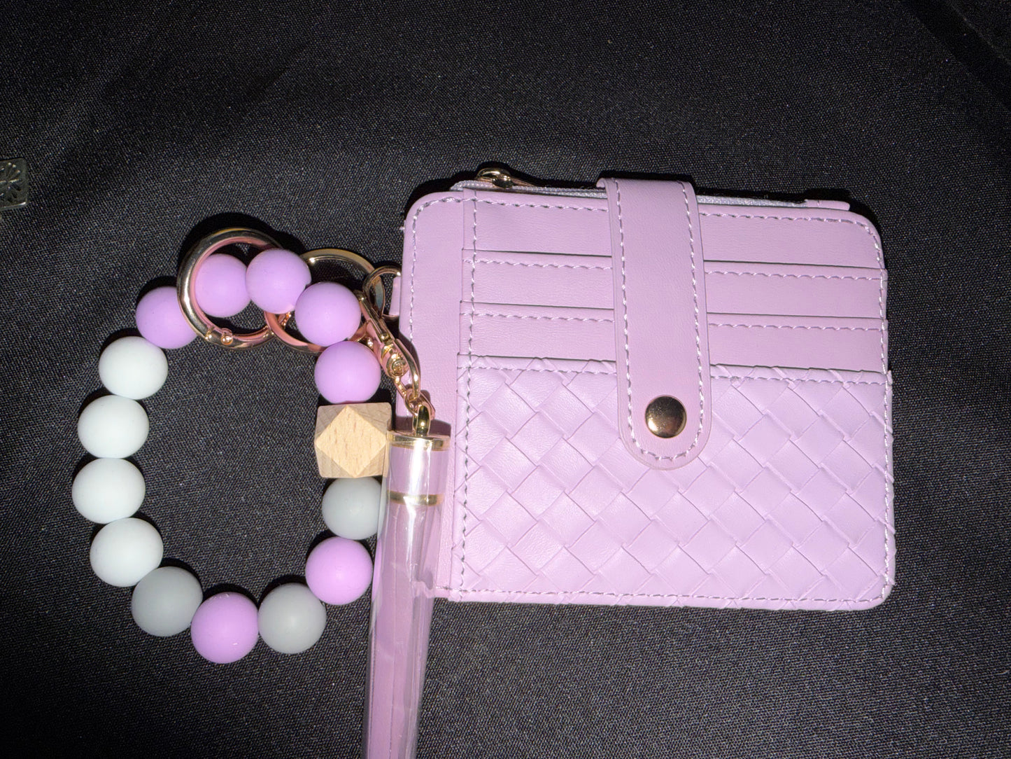 Light Purple Card Holder Bracelet Wallet with Key Chain