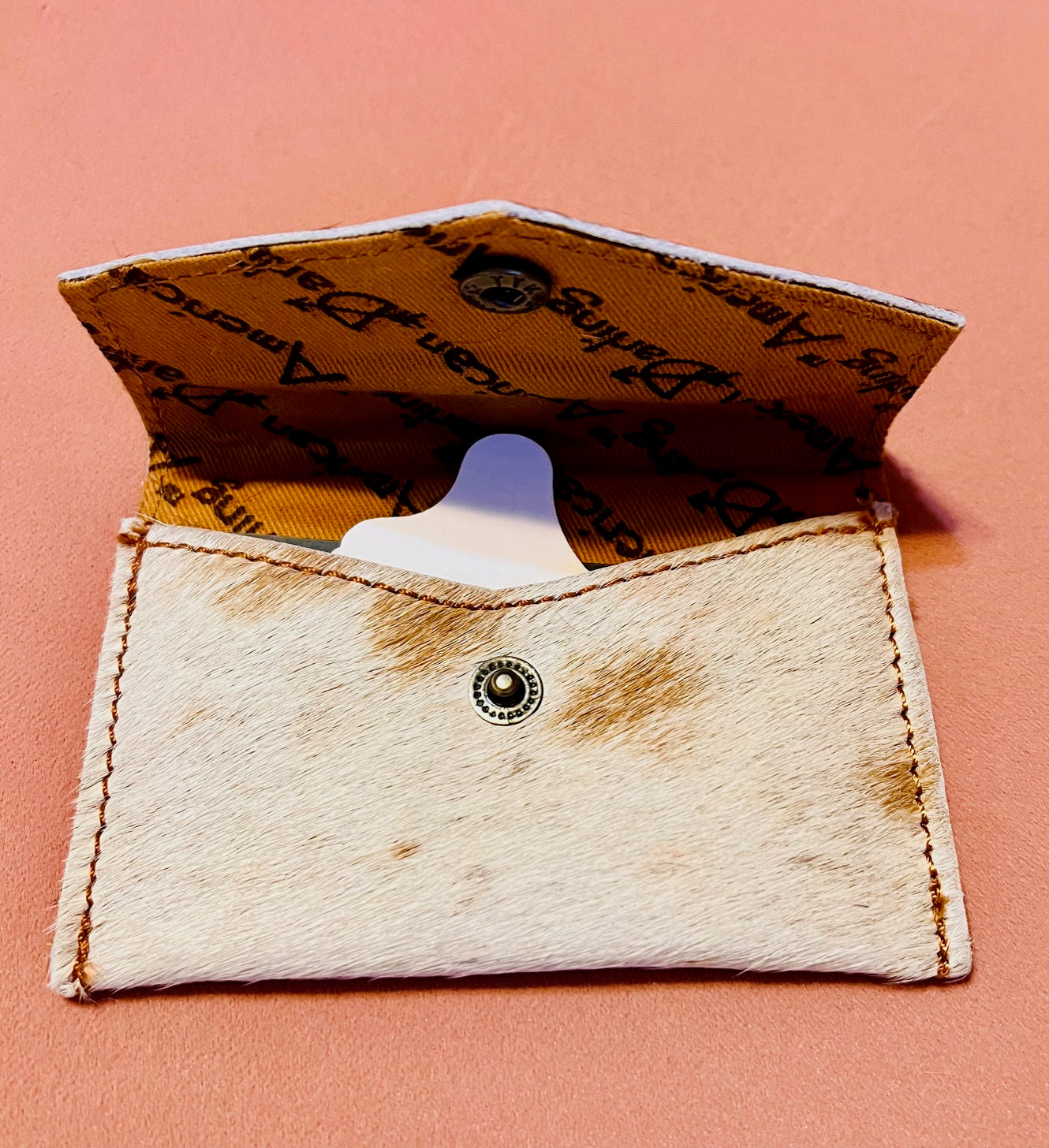 AMERICAN DARLING Hair-on Card Holder: Light Brown Hide (1)