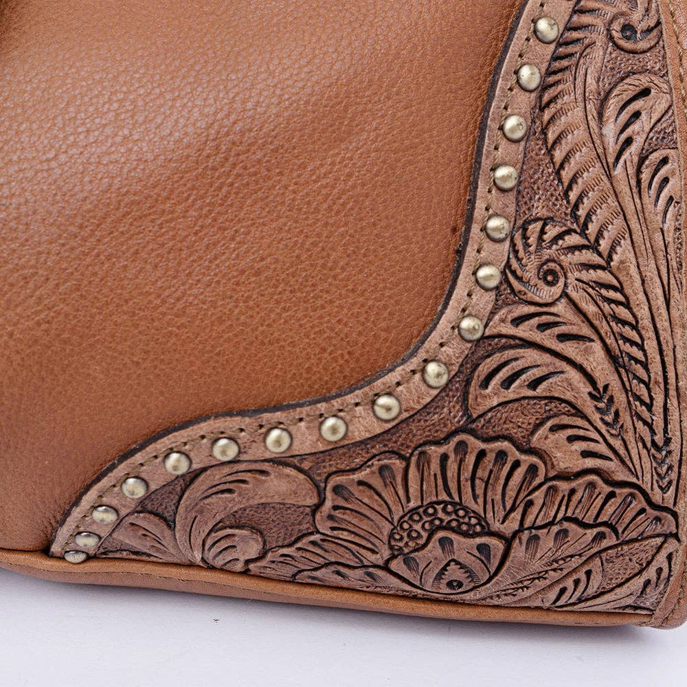 American Darling Hobo Hand Tooled Genuine Western Leather Women Bag: Brown