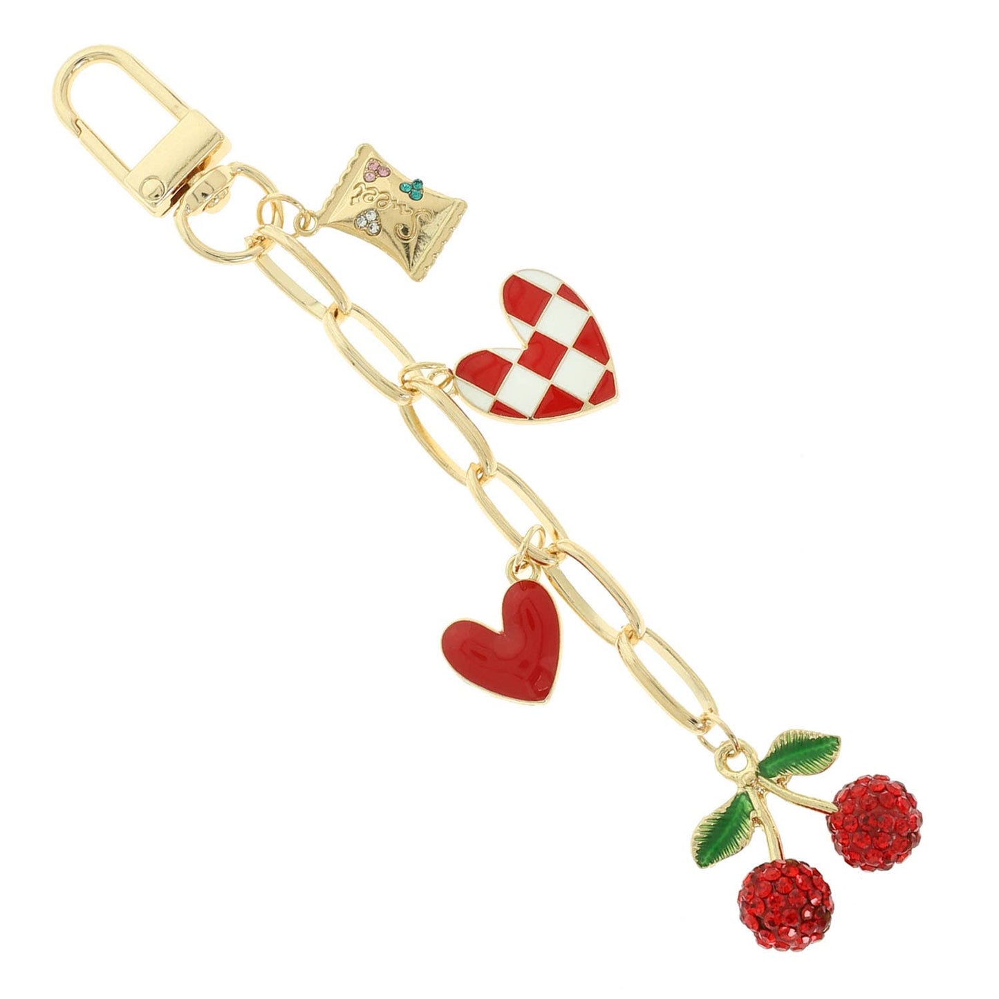 Spring Love Theme Enamel Bag Charm Chain with Snap Hook