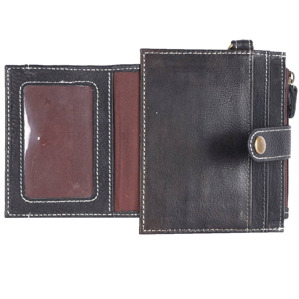 Card Holder Wallet Genuine Leather Black