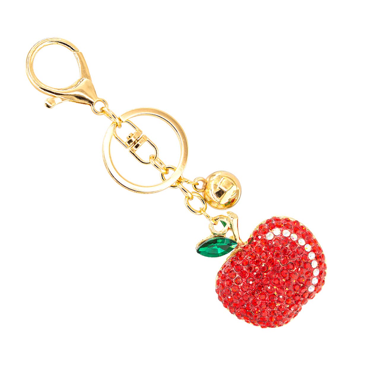 Red Crystal Rhinestone Apple Keychain