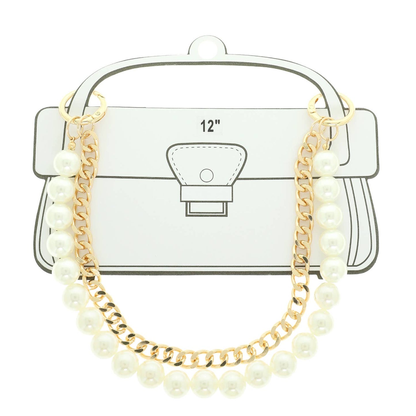 Dual-Strand Pearl and Curb Bag Chain