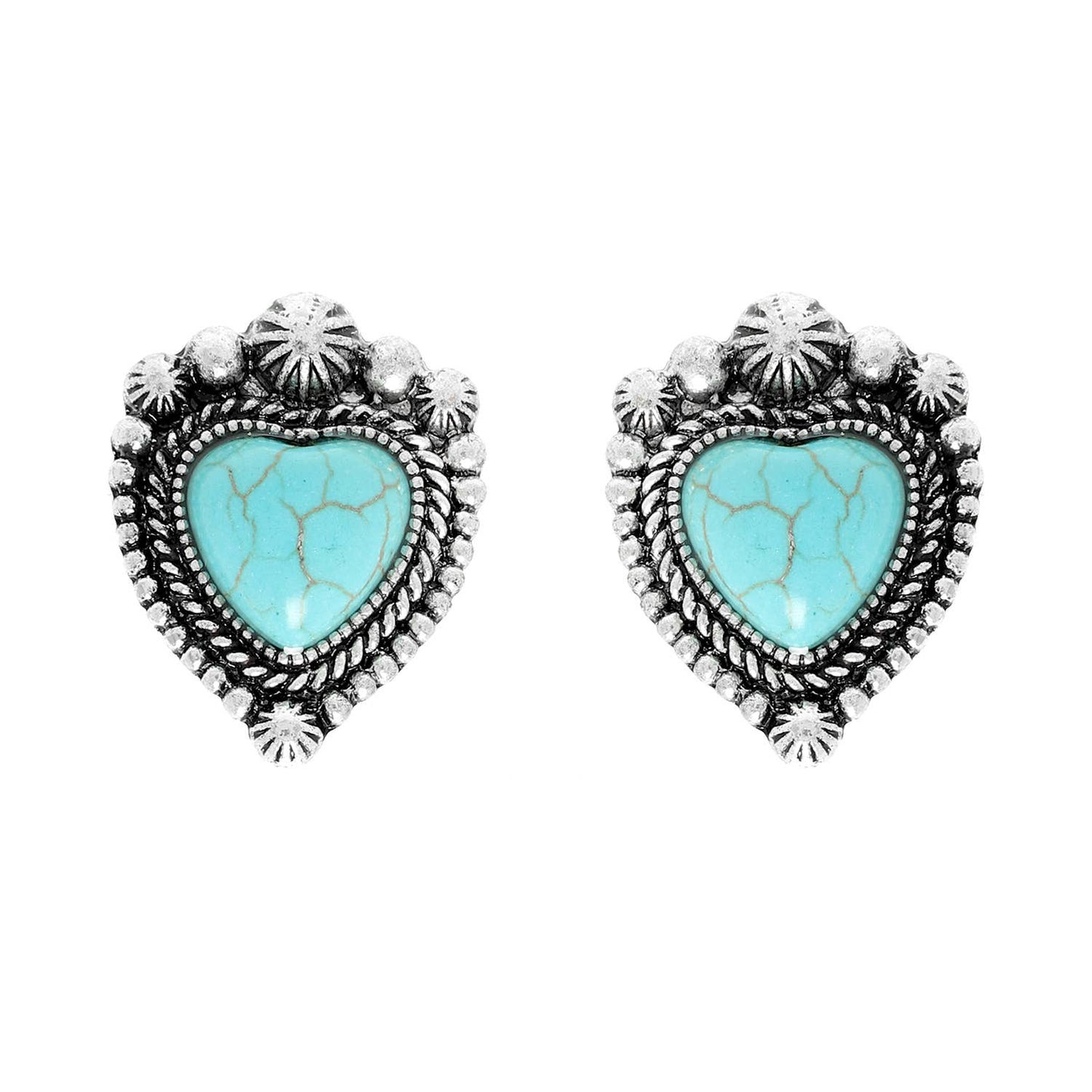 Western Navajo Turquoise Heart Earrings