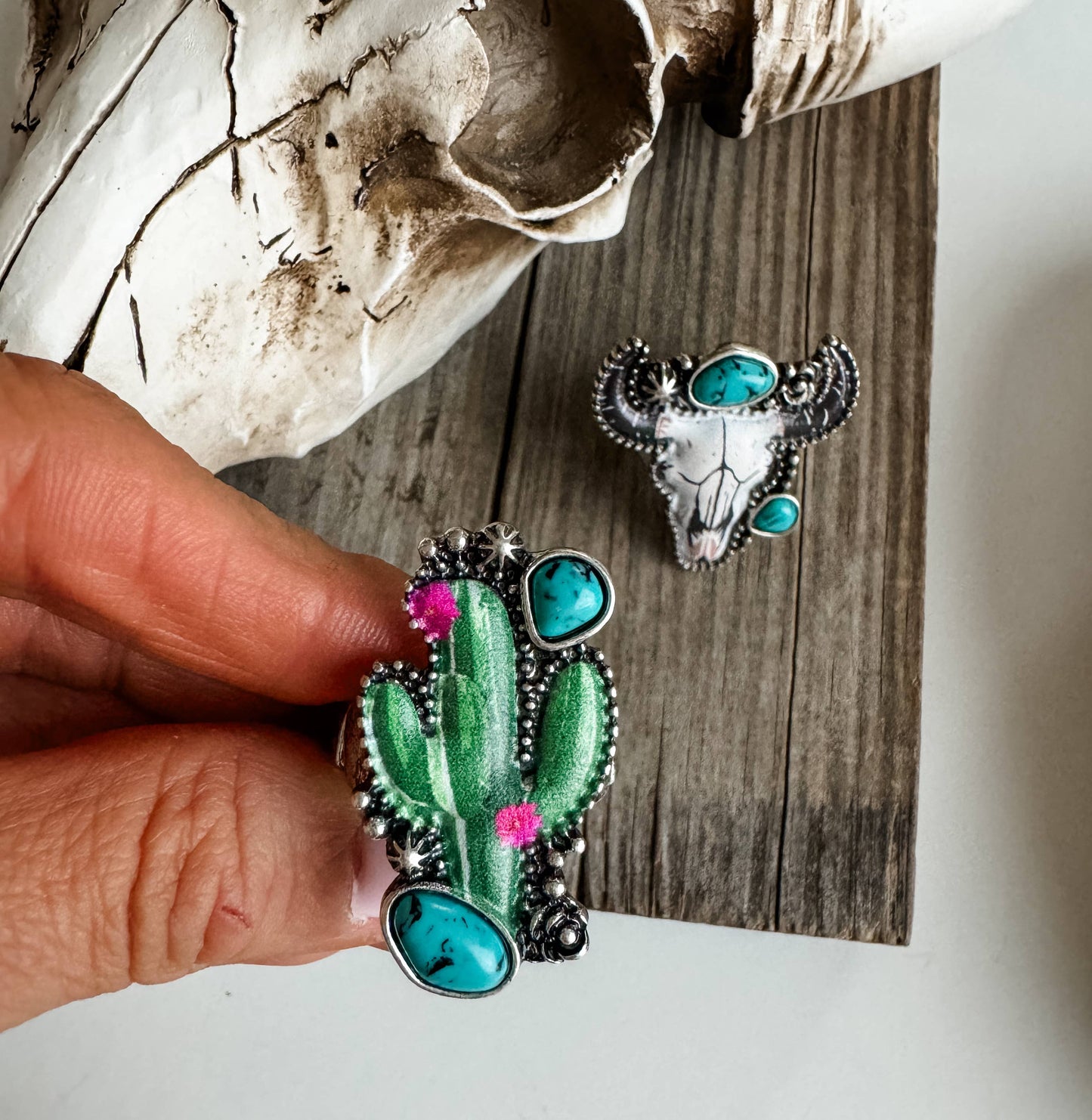 Western Pendant Adjustable Ring - Cactus | Steer : CACTUS
