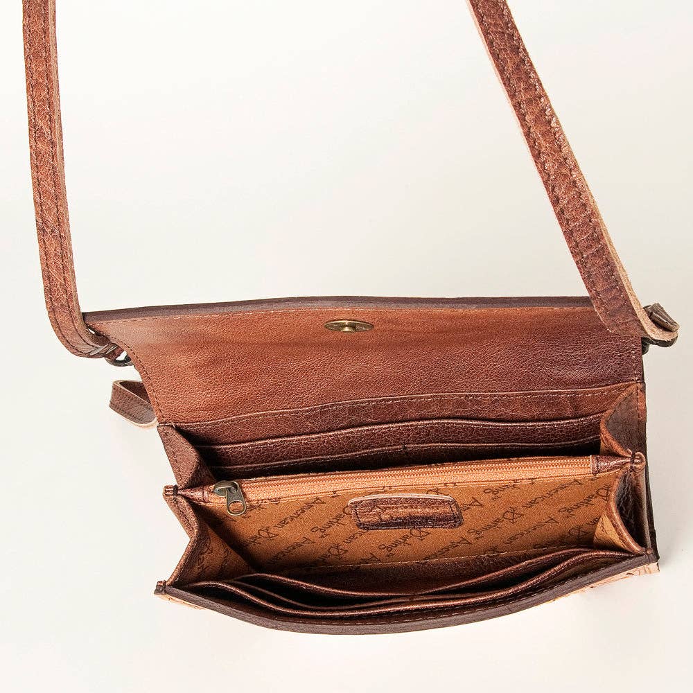 ADBG518 Cowhide Wallet Bag with Turquoise Hand-Painted Leather Accents: ADBG518JAU