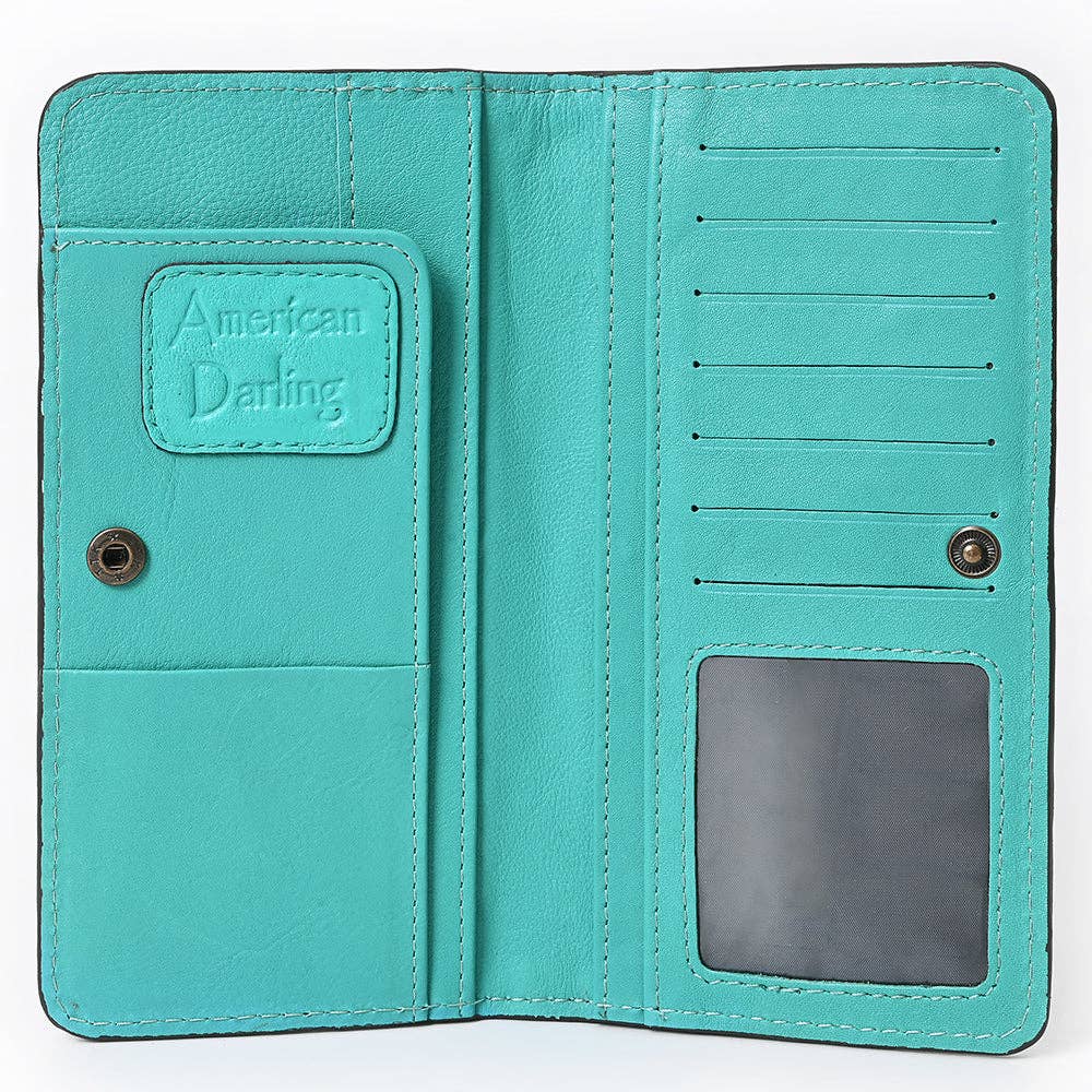 Genuine Suede Clutch Bag | Western Boot Stitched Wallet: ADBG1687D