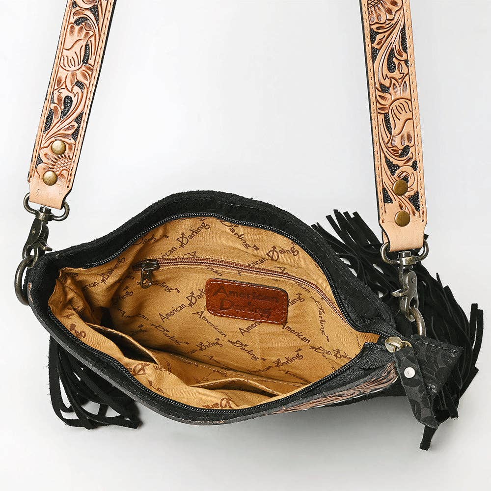 Black Messenger Genuine Western Leather Women Bag Freda: ADBGS192DM1D