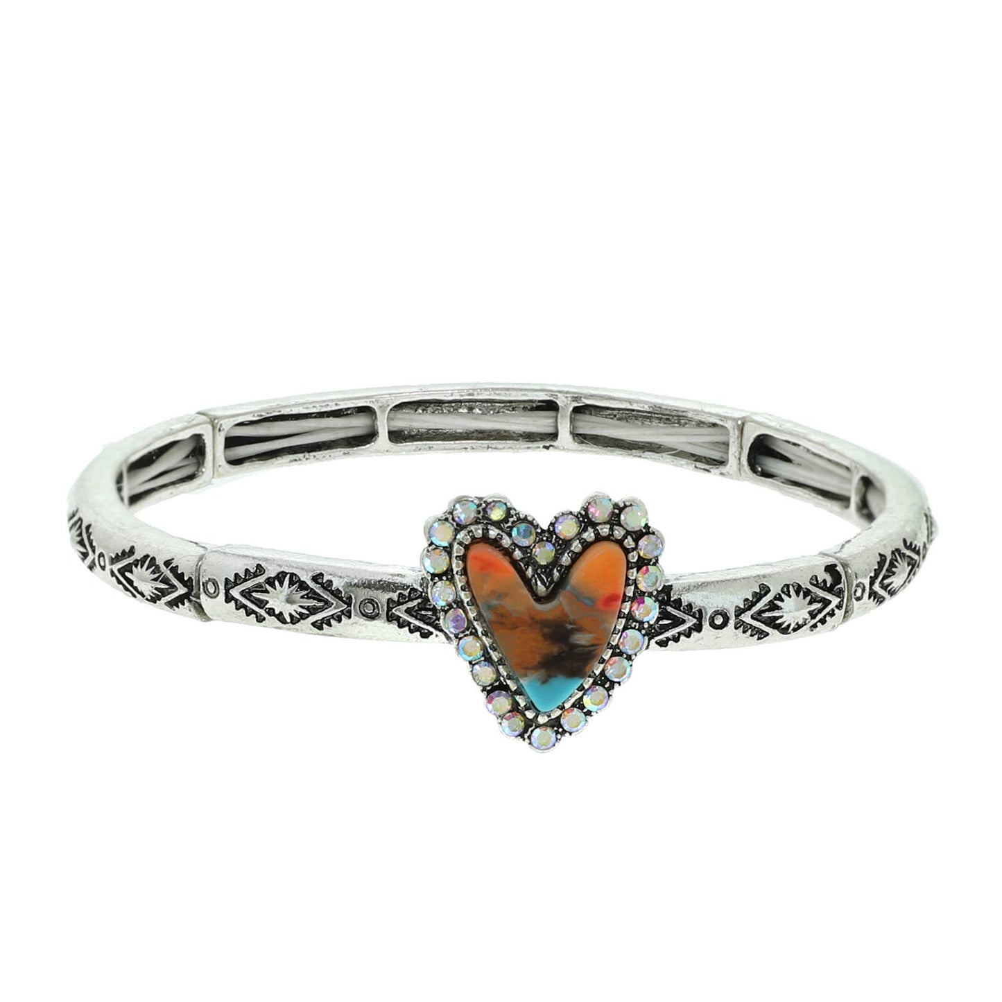 Western Turquoise Heart Bangle Bracelet