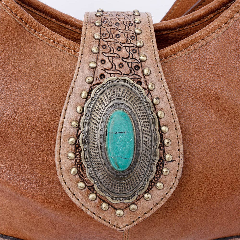 American Darling Hobo Hand Tooled Genuine Western Leather Women Bag: Brown