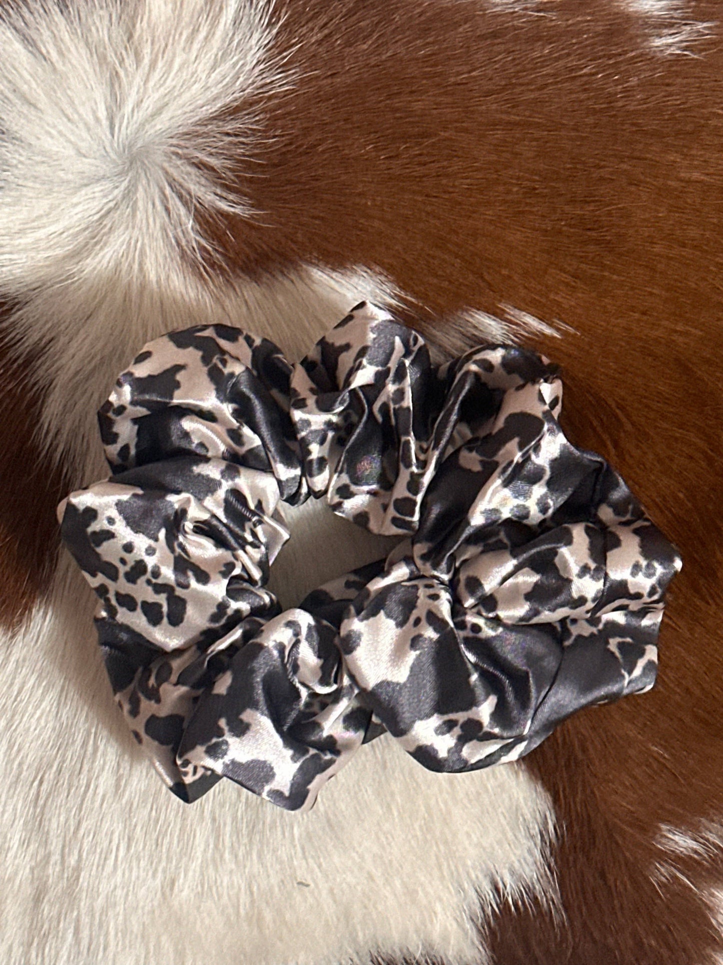 Cow print scrunchie