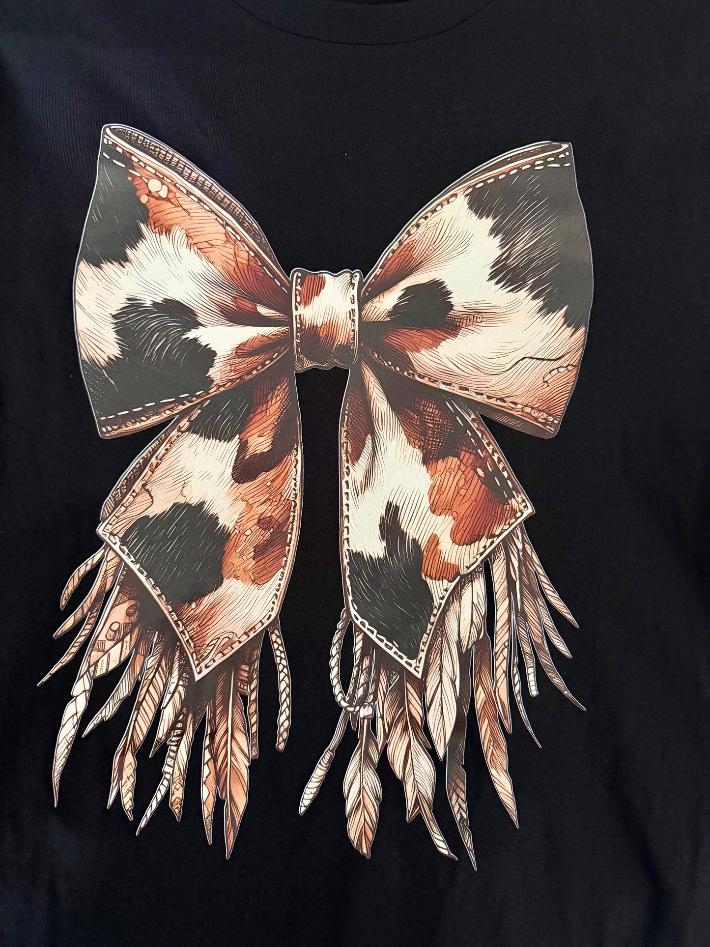 Cow Print Bow Tee