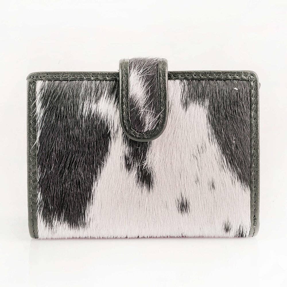 Loyal West My Prairie Credit Card Holder: Black And White Cowhide