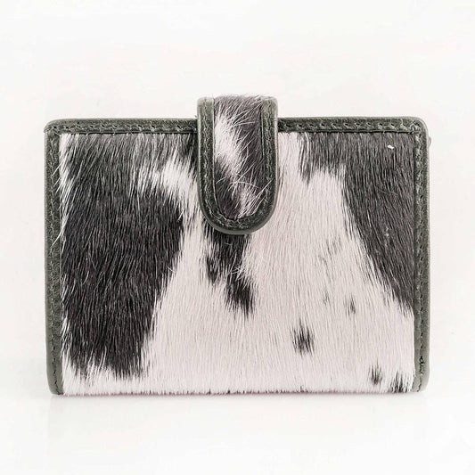 Loyal West My Prairie Credit Card Holder: Black And White Cowhide