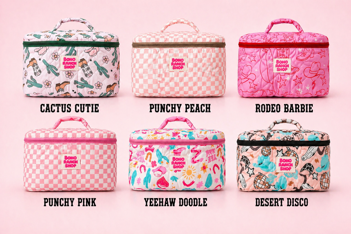 Quilted Western Makeup Bag  | Cowgirl Cosmetic Bag Fabric : RODEO BARBIE
