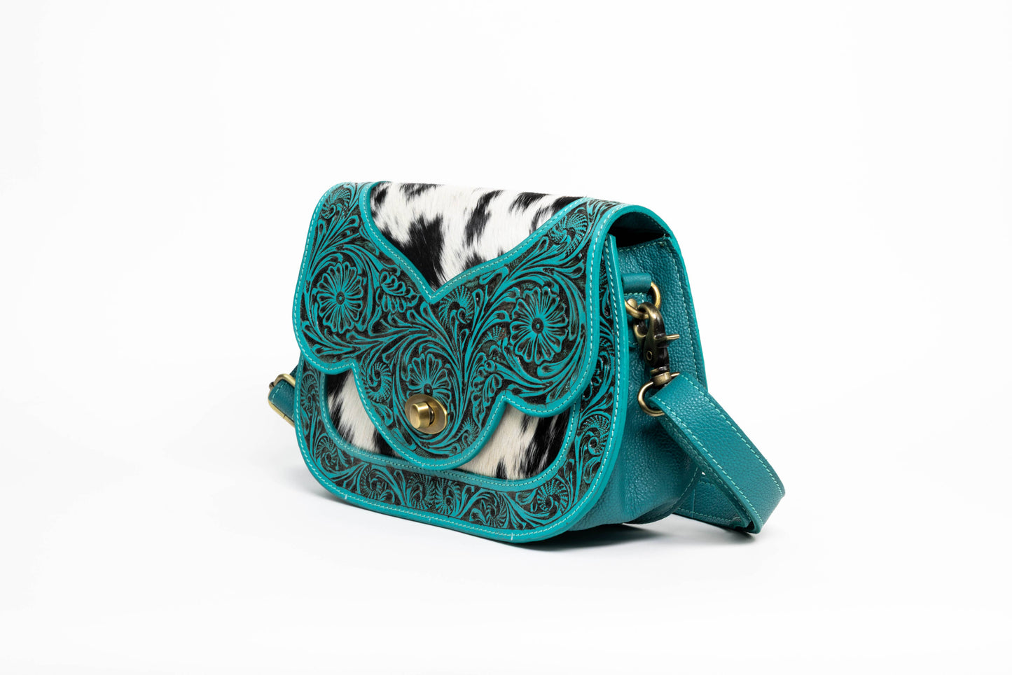 Turquoise Scalloped Flap Leather Purse ABHB 18-25204