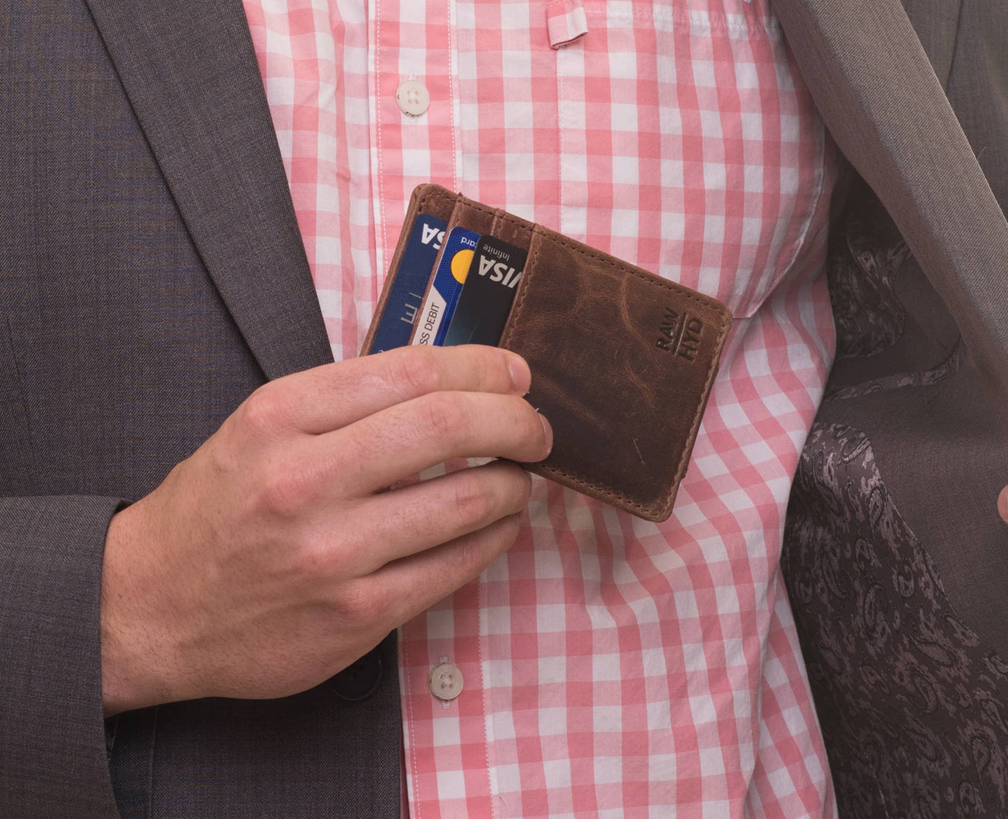 Leather Money Clip Wallet (Hunter Brown)