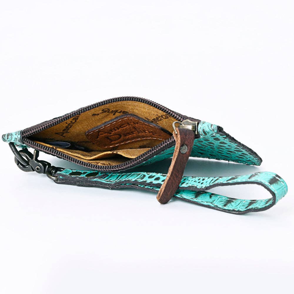 ADBG961 Croc-Embossed Leather Wristlet with Zip Pocket & Strap: ADBG961